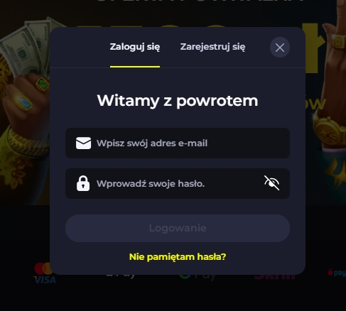 Formularz logowania do BDMbet Casino jest przejrzysty i intuicyjny.