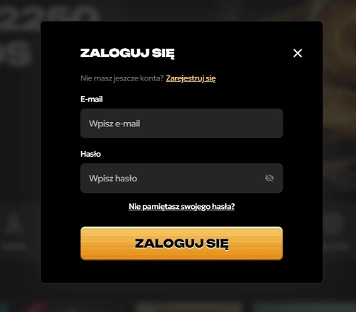 Formularz logowania w Spinsy Casino