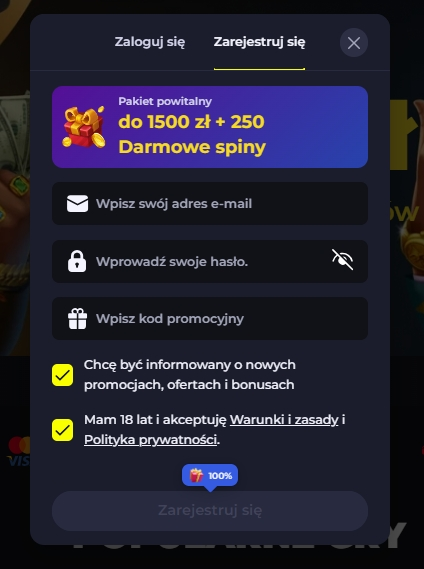 Formularz rejestracyjny w BDMbet Casino jest szybki i intuicyjny.