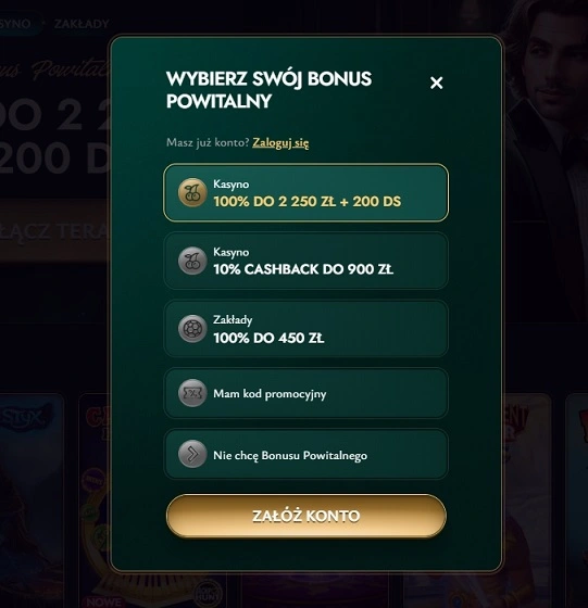 Formularz rejestracyjny w Cashed Casino.